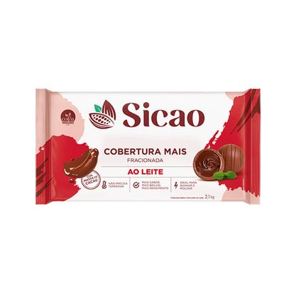 Cobertura Fracionada Sabor Chocolate Ao Leite Mais Sicao Barra 2,1Kg