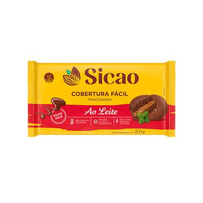 Cobertura Fracionada Sabor Chocolate Ao Leite Fácil Sicao Barra 2,1Kg