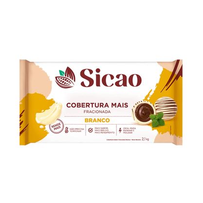 Cobertura Fracionada Sabor Chocolate Branco Mais Sicao Barra 2,1Kg