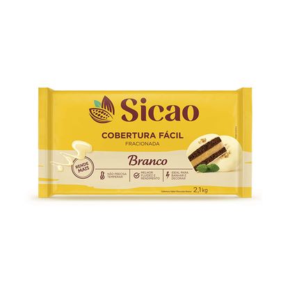 Cobertura Fracionada Sabor Chocolate Branco Fácil Sicao Barra 2,1Kg