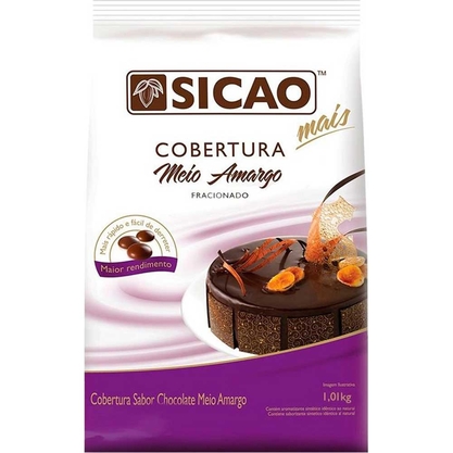 Cobertura Chocolate Meio Amargo Gotas Sicao Pacote 1,01Kg