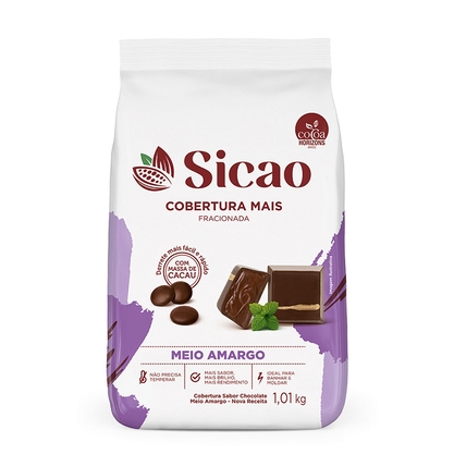 Cobertura Fracionado Meio Amarga Gotas Mais Sicao Barra 1,01Kg