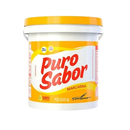 Margarina Com Sal 70% Lipideos Puro Sabor Balde 3Kg