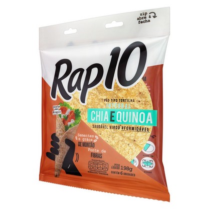 Pão Tortilha Integral Chia E Quinoa Rap 10 Pouch 198G