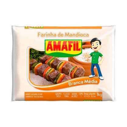 Farinha De Mandioca Branca Média Amafil Pacote 1Kg