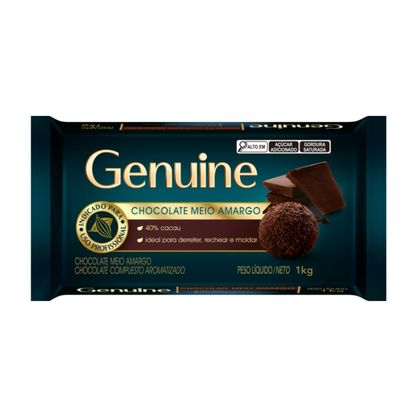 Chocolate Meio Amargo Genuine Barra 1Kg