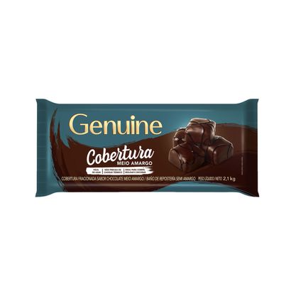 Cobertura Fracionada Sabor Chocolate Meio Amargo Genuine Barra 2,1Kg