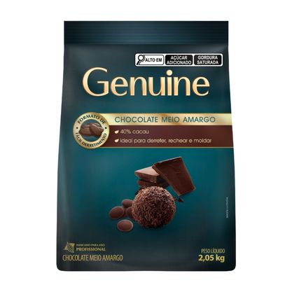 Cobertura Fracionada Em Gotas Moeda Sabor Chocolate Meio Amargo Genuine Pacote 2,05Kg