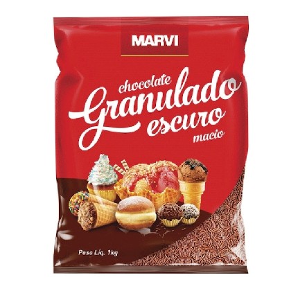 Granulado Macio Escuro Sabor Chocolate Marvi Pacote 1,01Kg