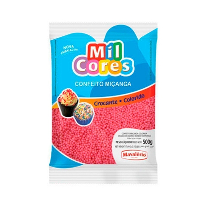 Confeito Miçanga Rosa Nº0 Mil Cores Pacote 500G