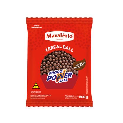 Cereal Com Cobertura Sabor Chocolate Choco Power Ball Mavalério Pacote 500G