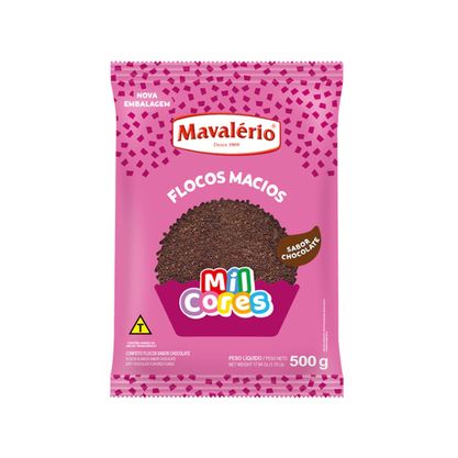 Confeito Flocos Macios Sabor Chocolate Mil Cores Mavalério Pacote 500G