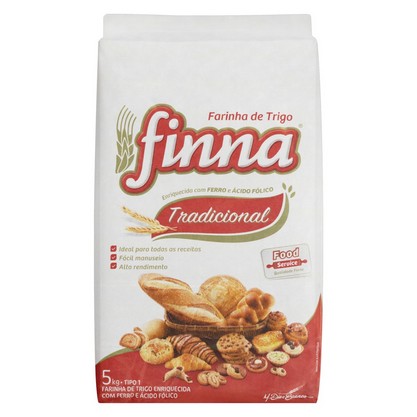 Farinha De Trigo Tipo 1 Tradicional Finna Pacote 5Kg