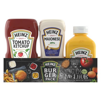 Kit Ketchup Tradicional 397G + Maionese 215G + Mostarda 255G Heinz