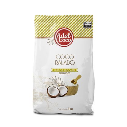 Coco Ralado Em Flocos Úmido E Adoçado Adel Coco Pacote 1Kg