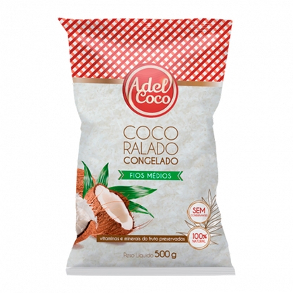 Coco Ralado Congelado Médio Adel Coco Pacote 500G