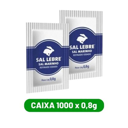 Sal Refinado Iodado Lebre Sachê Caixa 1.000X0,8G