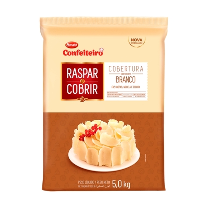 Cobertura Sabor Chocolate Branco Raspar E Cobrir Confeiteiro Harald Barra 5Kg