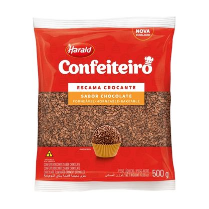 Confeito Escama Crocante Forneável Sabor Chocolate Confeiteiro Harald Pacote 500G