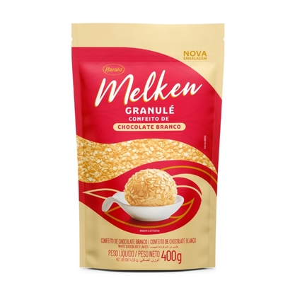 Confeito Granulé De Chocolate Branco Melken Harald Pacote 400G