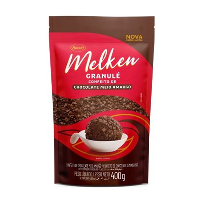 Confeito Granulé De Chocolate Meio Amargo Melken Harald Pacote 400G