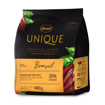 Chocolate Em Gotas Ao Leite 35% Cacau Brasil Unique Harald Pacote 400G