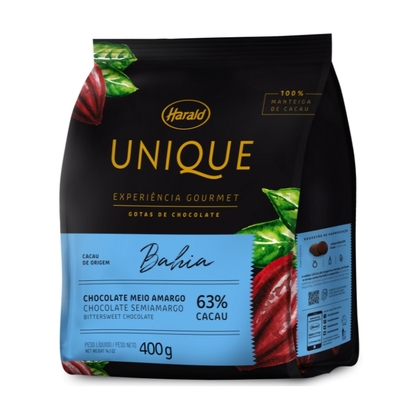 Chocolate Em Gotas Meio Amargo 63% Cacau Bahia Unique Harald Pacote 400G