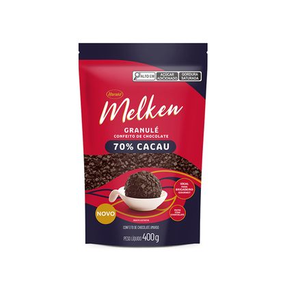 Confeito Granulé De Chocolate Amargo 70% Cacau Melken Harald Pacote 400G