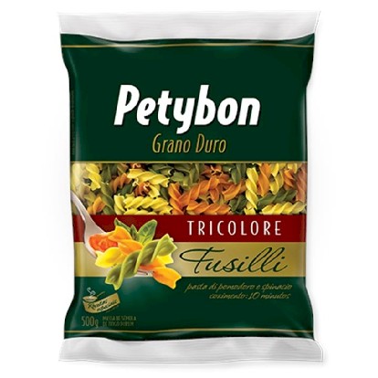 Macarrão De Sêmola Grano Duro Tricolor Com Vegetais Fusilli Petybon Pacote 500G