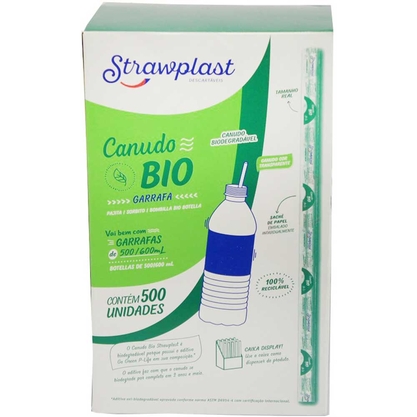 Canudo Transparente Biodegradável Garrafa 0,5X24 Strawplast Pacote 500Un