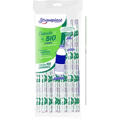 Canudo Transparente Biodegradável Sache 0,5X24 Strawplast Pacote 100Un