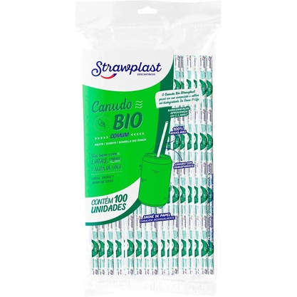 Canudo Flexível Biodegradável Sachê 0,6X21 Strawplast Pacote 100Un