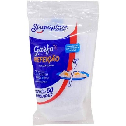 Garfo Branco Strawplast Pacote Com 50Un