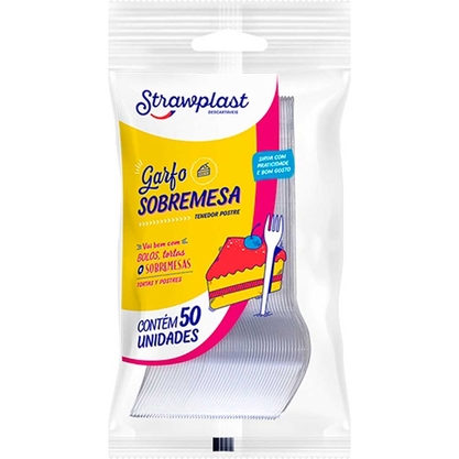 Garfo De Cristal Sobremesa Gsc-521 Strawplast Pacote 50Un