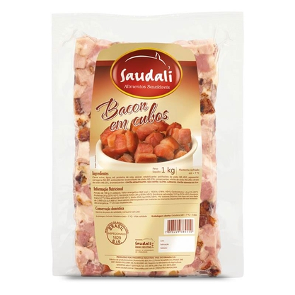 Bacon Cubos Resfriado Saudali Pacote 1Kg