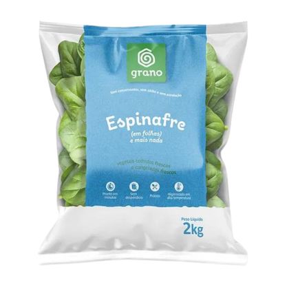 Espinafre Congelado Folhas Grano Pacote 2Kg