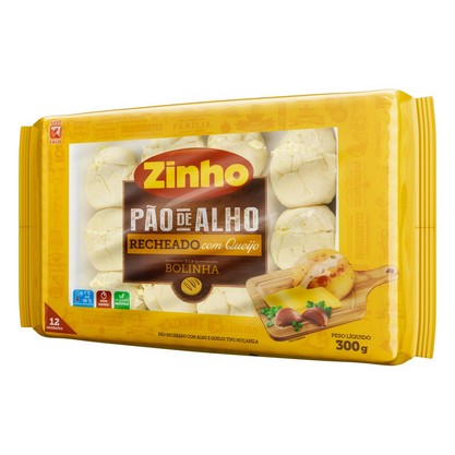 Pão De Alho Bolinha Recheio Queijo Zinho Pacote 300G