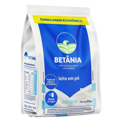 Leite Em Pó Integral Betânia Pacote 800G Embalagem Econômica