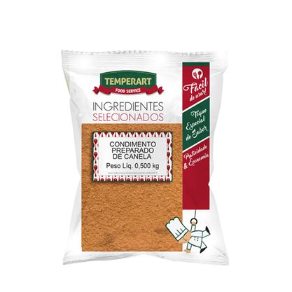 Condimento Preparado De Canela Em Pó Com Açúcar Temperart Pacote 500G